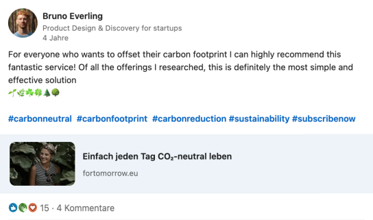 Bildschirmfoto von einem LinkedIn-Beitrag von Bruno Everling