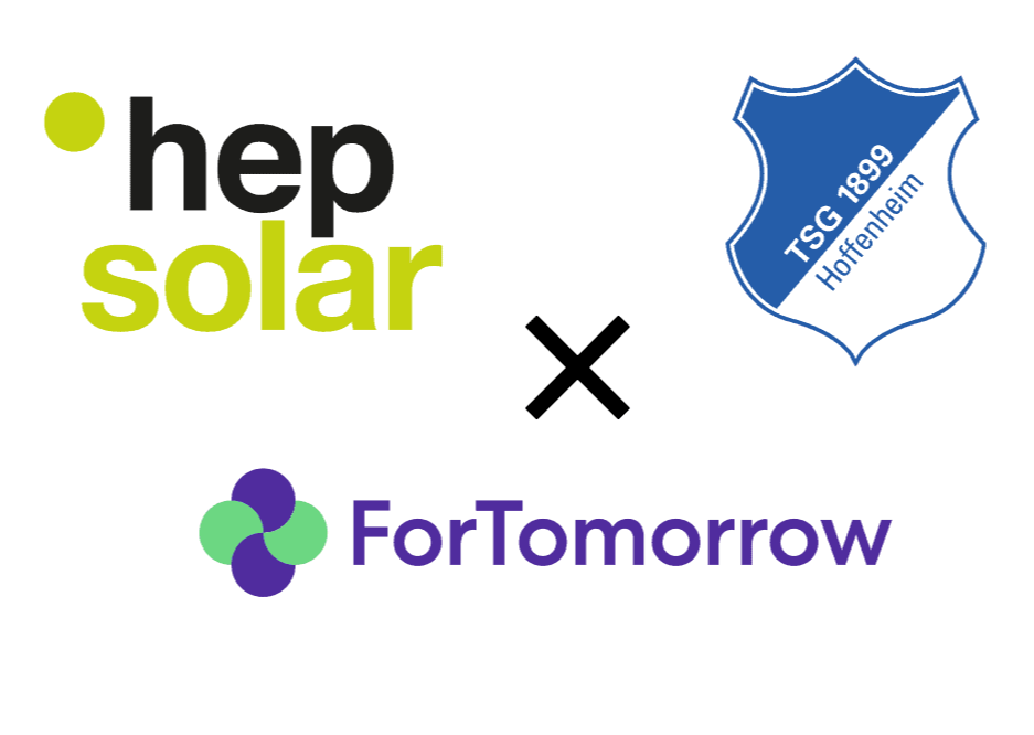 Logos von hep solar, TSG Hoffenheim und ForTomorrow