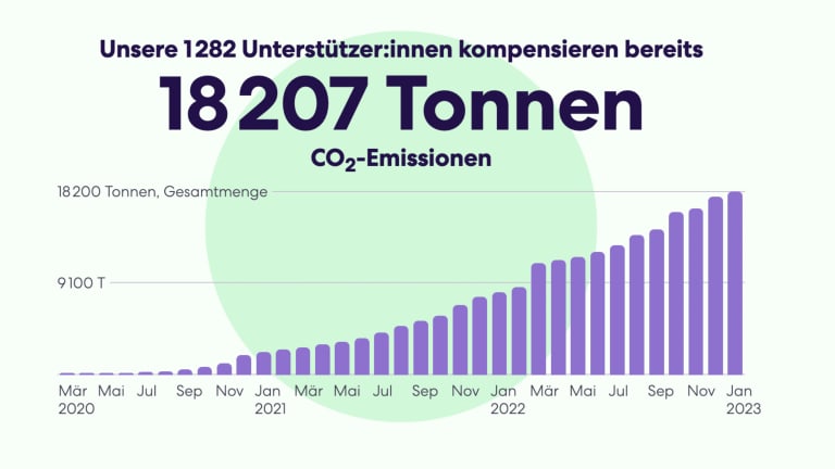 Grafik, die zeigt, wie viel CO<sub>2</sub> ForTomorrow kompensiert durch den EU Emissionshandel