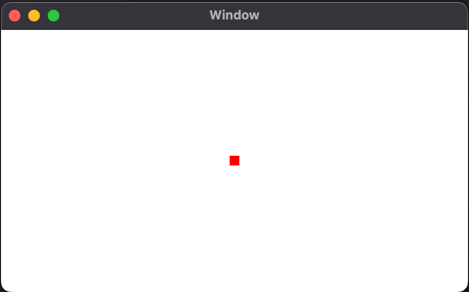 a white screen with a red point in the middle