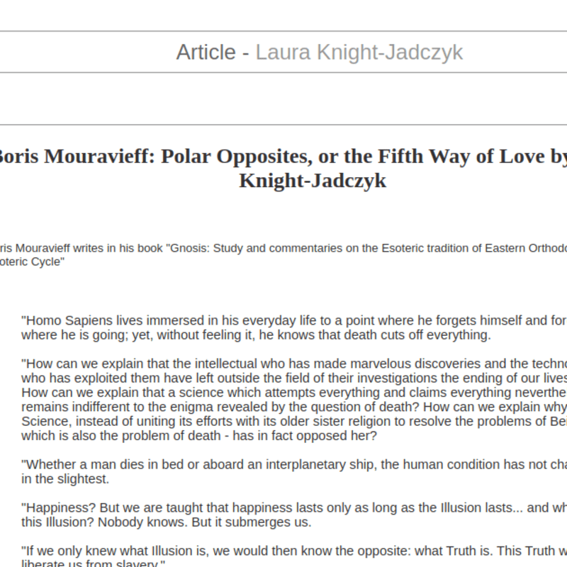 Boris Mouravieff: Polar Opposites, or the Fifth Way of Love by Laura Knight-Jadczyk