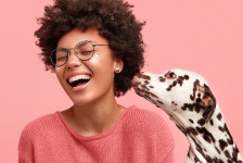 Original image of woman and dog