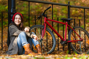 Original image of a girl with a bike