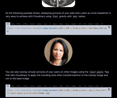 Dark-themed Cloudinary website screenshot