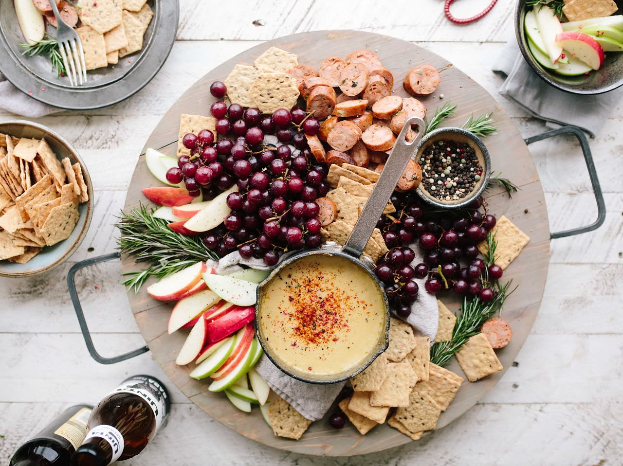 table spread in warm light
