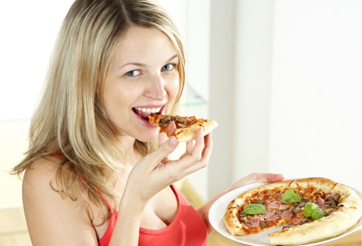pizza on a board