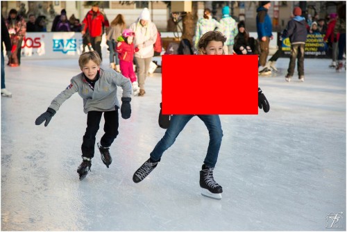 Ice-skating image with red box overlaid on the jacket