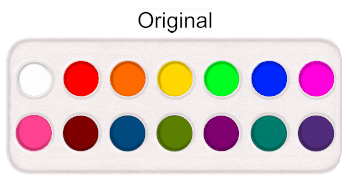 Color palette with different simulated colorblind conditions
