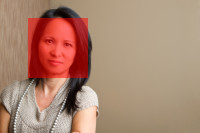 Red overlay with 50% opacity on a detected face