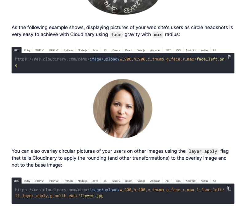 Screen capture of the Cloudinary website