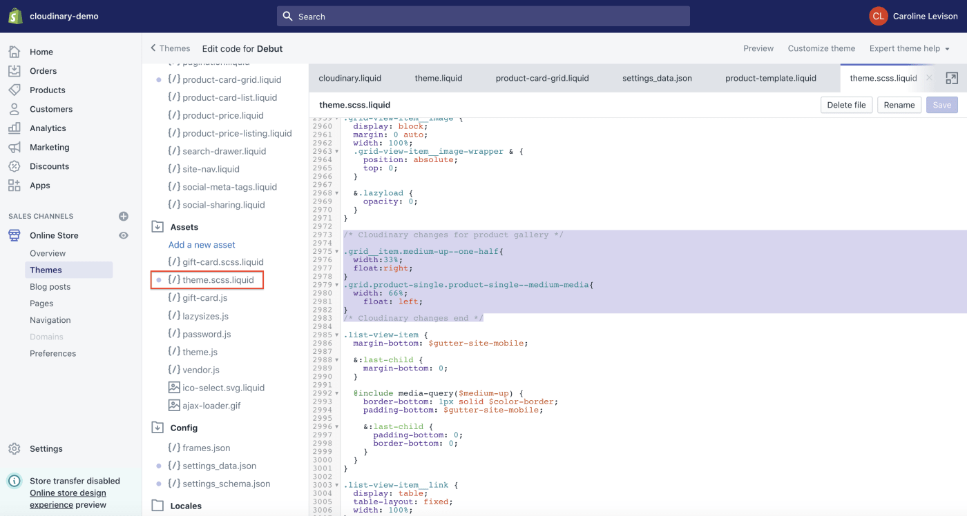 Shopify settings_data.json file
