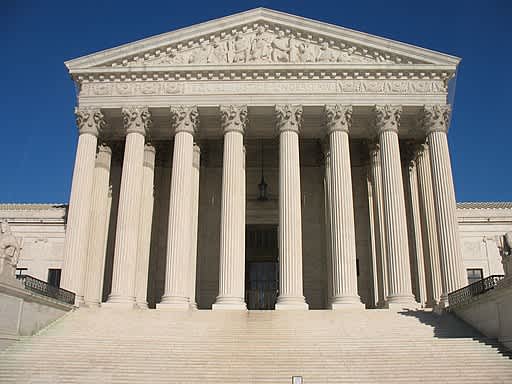 The front facade of the US Supreme Court