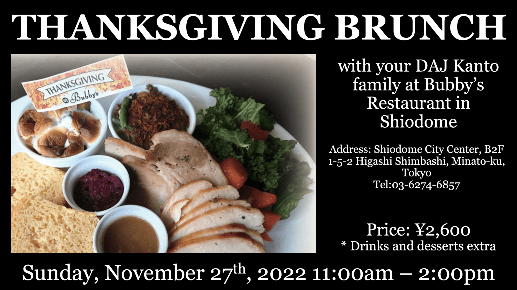 THANKSGIVING BRUNCH at Bubby's Restaurant in Shiodome