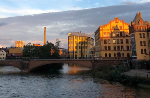 view over the water of Norrköping, Sweden