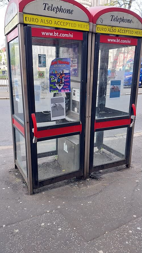 The phone booths formerly standing outside Belfast post office.