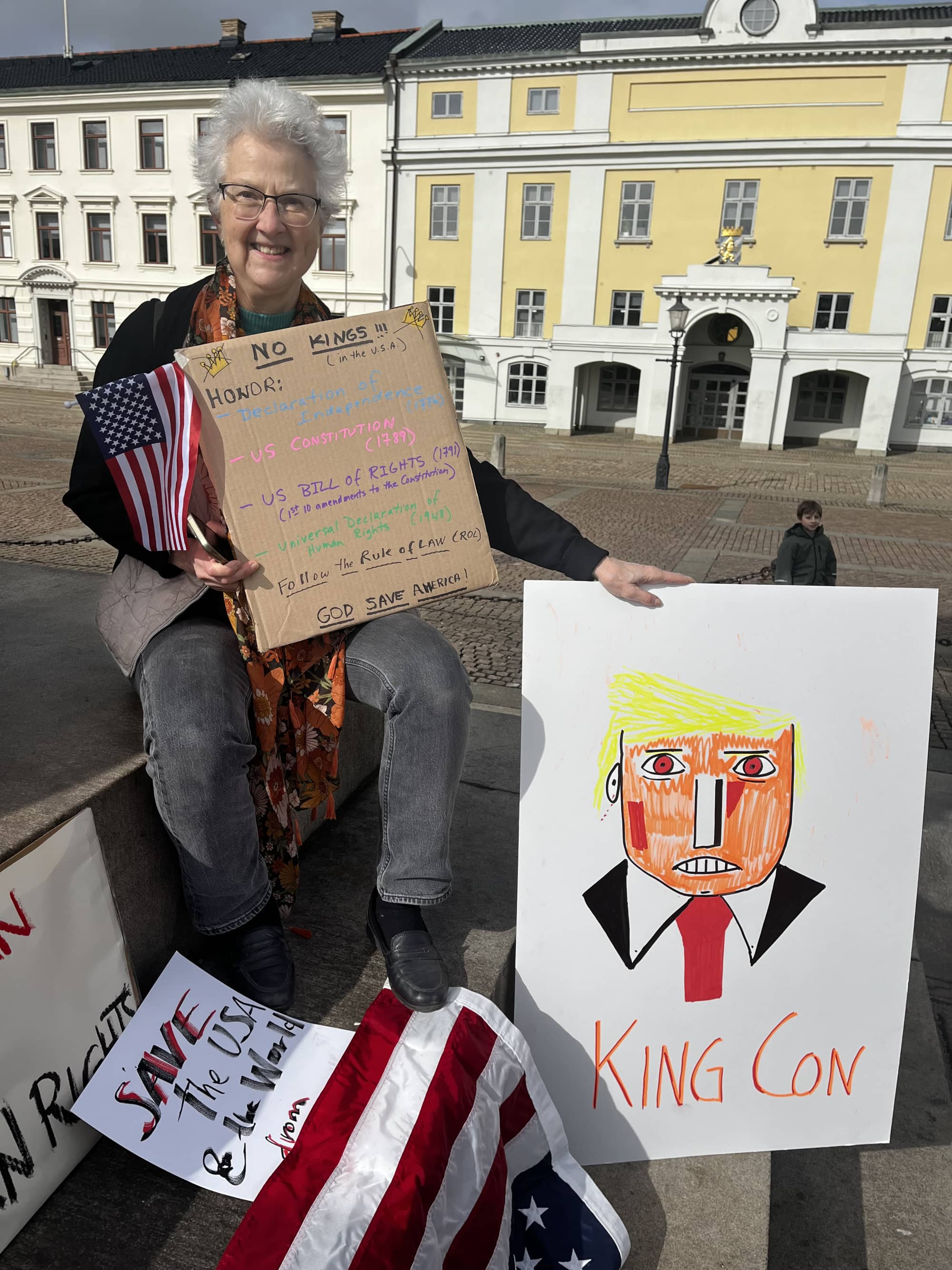 A protester with her sign.