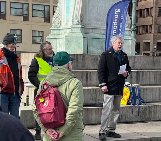 One of the speakers addresses the gathering.