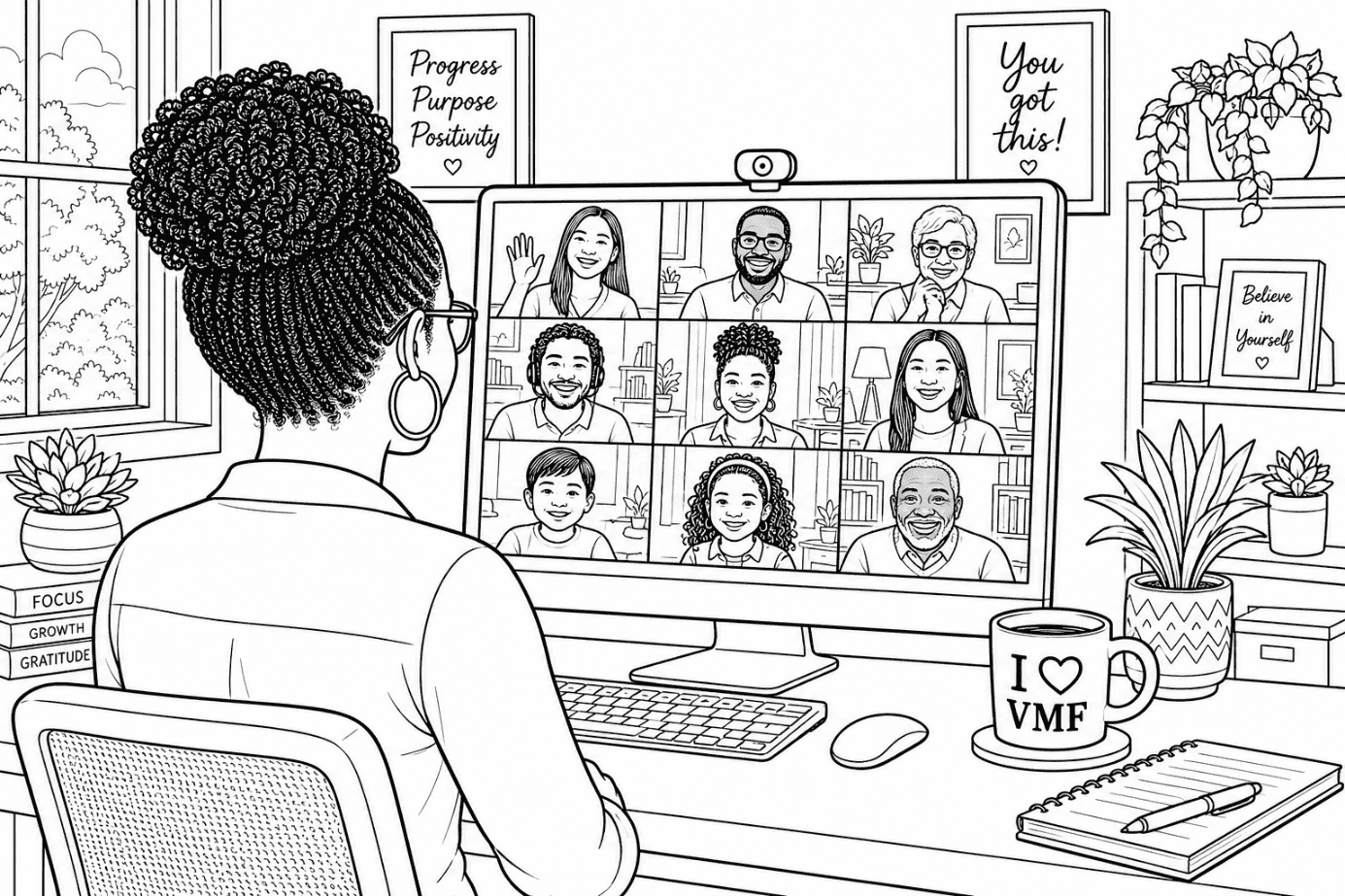 video call at personal desk