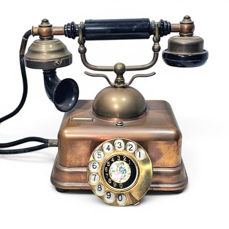 A picture of an early telephone.