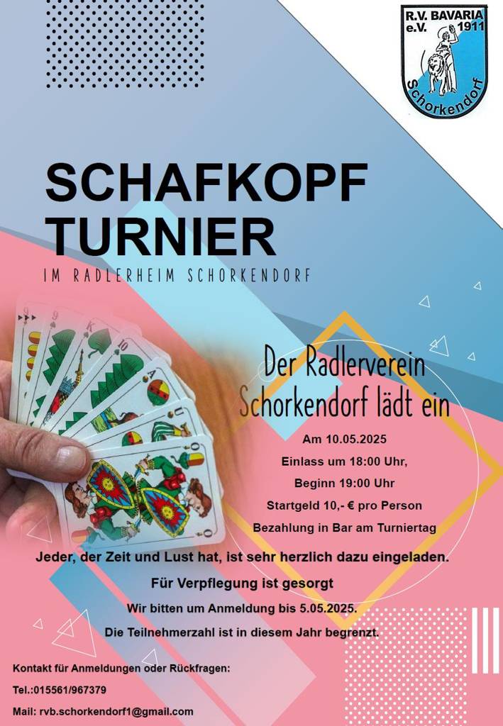 Veranstaltungsflyer für Schafkopfturnier Mai