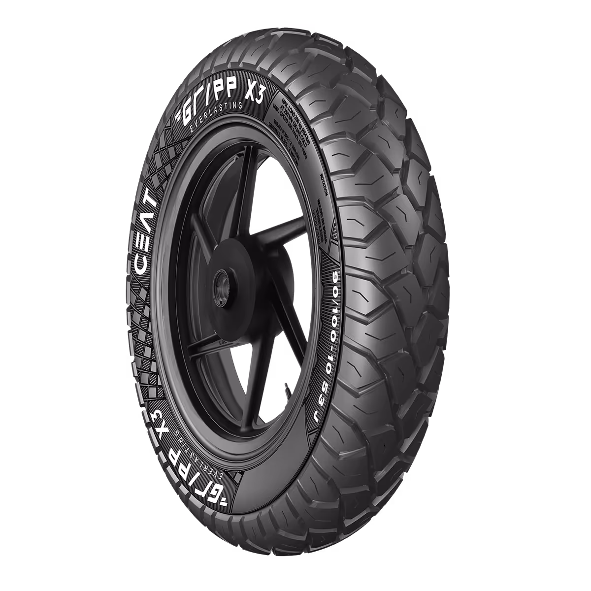 Ceat GRIPP X3: Dual Compound Tubeless Scooter Tyre | X3 90/100-10 53J