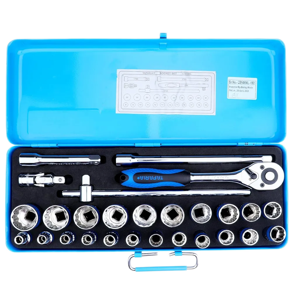 Taparia Square Drive Socket Set | S14MXL 1/2", 27-Piece Bi-Hexagonal
