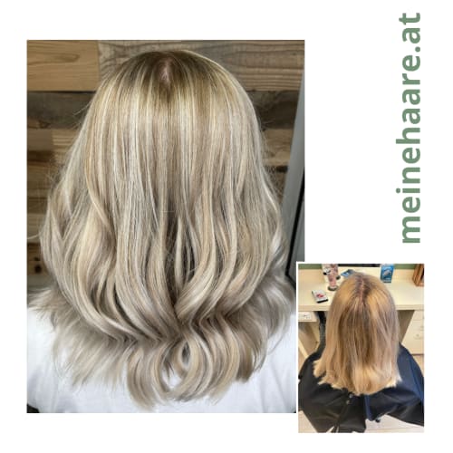 Frisuren-Bild von Friseur Franz Weingartshofer auf hairinspo: frau, kopfhaar, glatt, schulterlang, longbob, beachwaves, mehrfarbig, haarfarbe, tönung, mêches, hellblond, aschblond