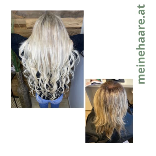Frisuren-Bild von Friseur Franz Weingartshofer auf hairinspo: frau, kopfhaar, wellig, lang, Haarverlängerung, mehrfarbig, mêches, hellblond