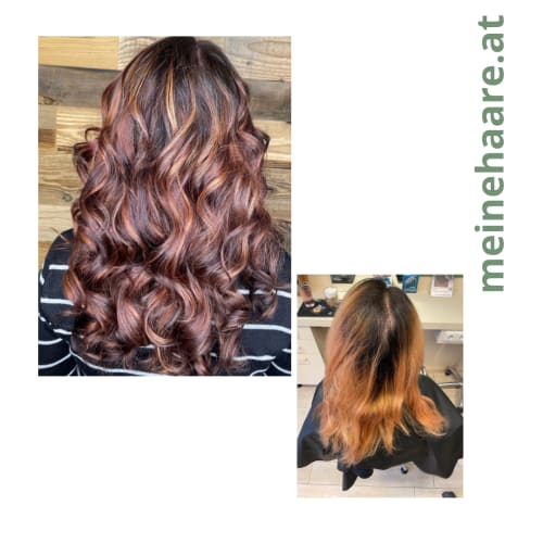 Frisuren-Bild von Friseur Franz Weingartshofer auf hairinspo: frau, kopfhaar, wellig, lang, stufenschnitt, beachwaves, mehrfarbig, reserve balayage, rotbraun, dunkelbraun, kupfer