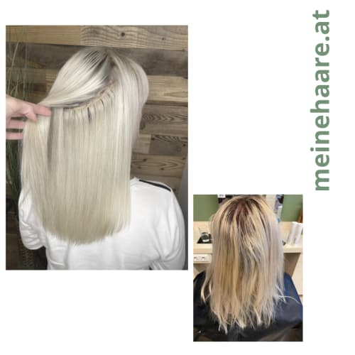 Frisuren-Bild von Friseur Franz Weingartshofer auf hairinspo: frau, kopfhaar, glatt, lang, pony, Haarverdichtung, mehrfarbig, highlights, hellblond