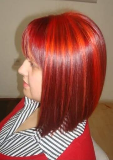 Frisuren-Bild von MIKA ARTIST auf hairinspo: frau, bartbereich, glatt, schulterlang, longbob, mehrfarbig, mêches, rot