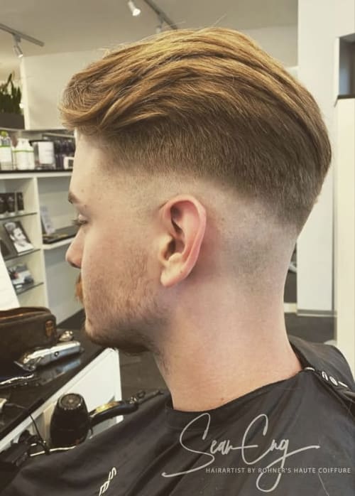 Frisuren-Bild von Sean Eng auf hairinspo: mann, kopfhaar, glatt, kurz, kurzhaarschnitt, fadecut, einfarbig, haarfarbe, dunkelblond