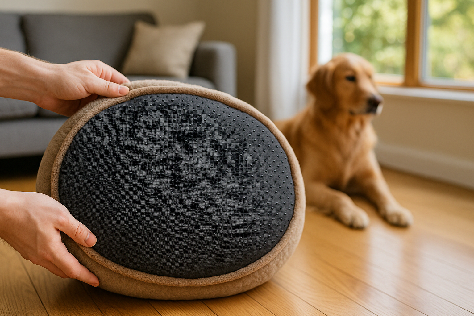 dessous antidérapant pour panier de chien, assurant stabilité et confort au sol
