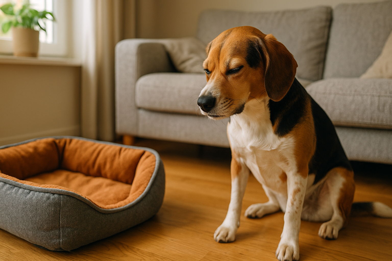 Panier pour chien orthopédique beige propre et confortable