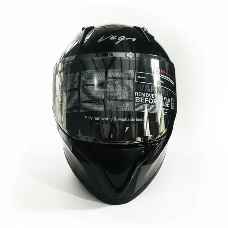 Vega Black Full-Face Motorcycle Helmet