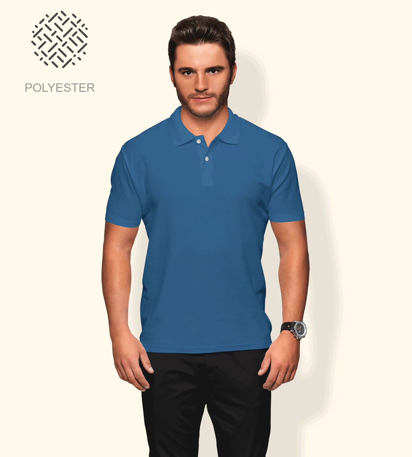Polyester Polo T-Shirt - Navy Blue Plain