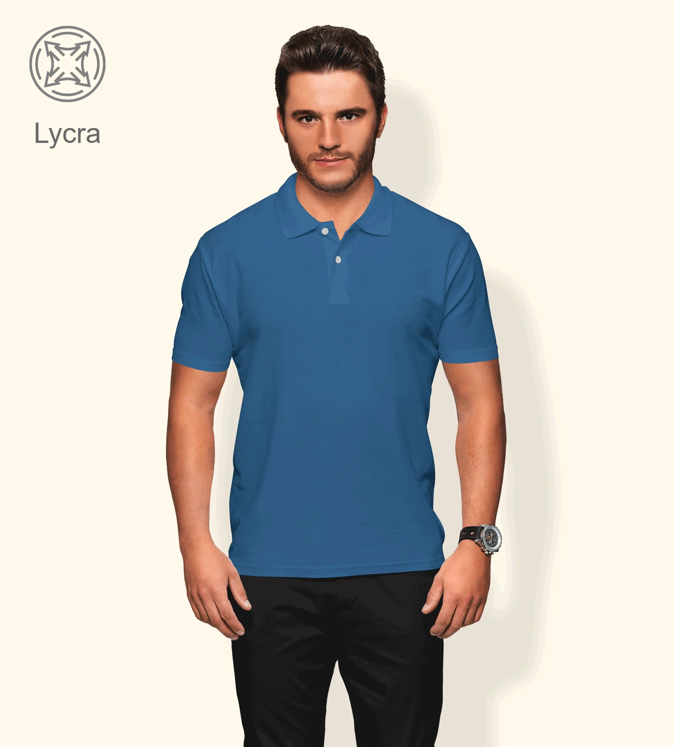 Lycra Polo T-Shirt - Navy Blue Plain