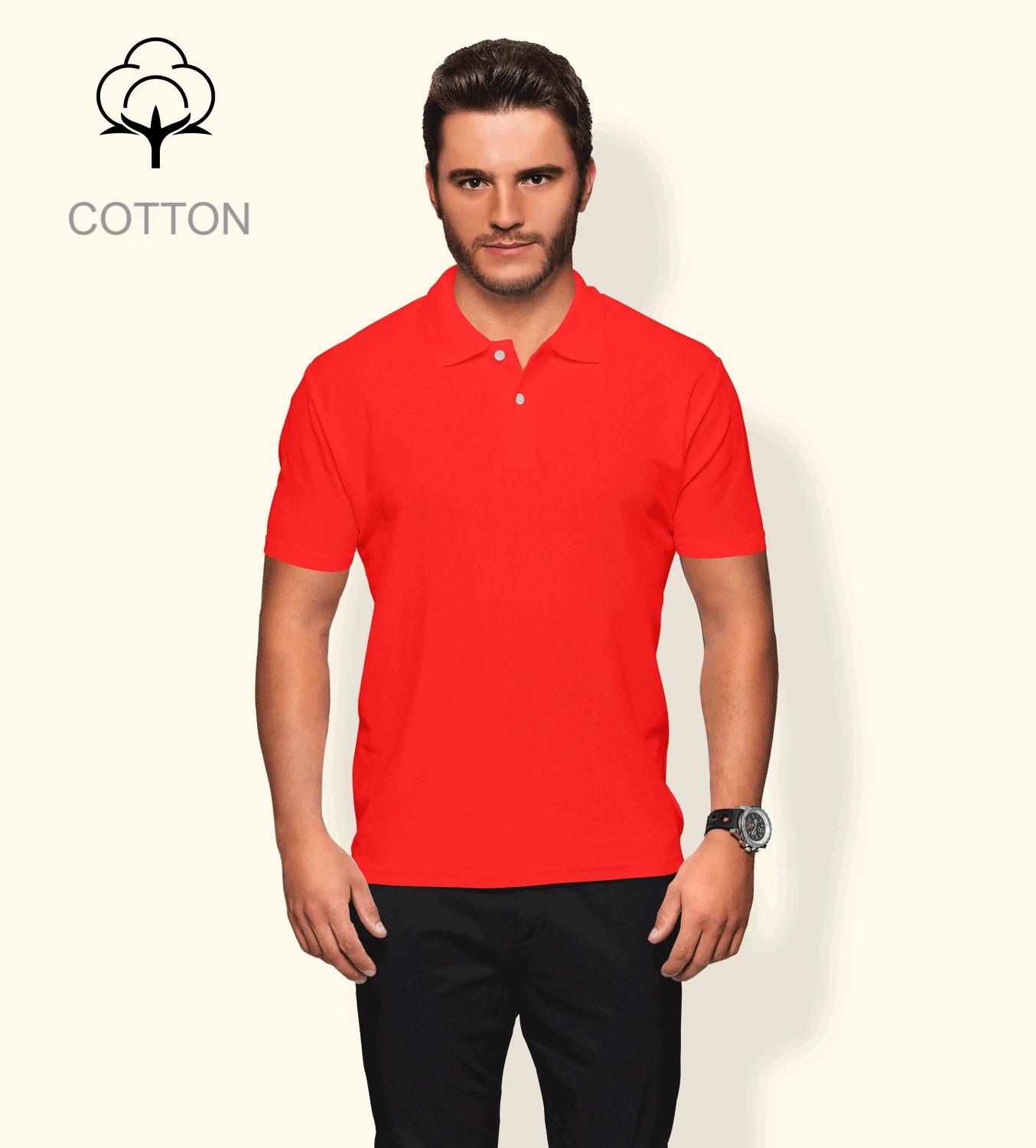 Cotton Polo T-Shirt - Red Plain