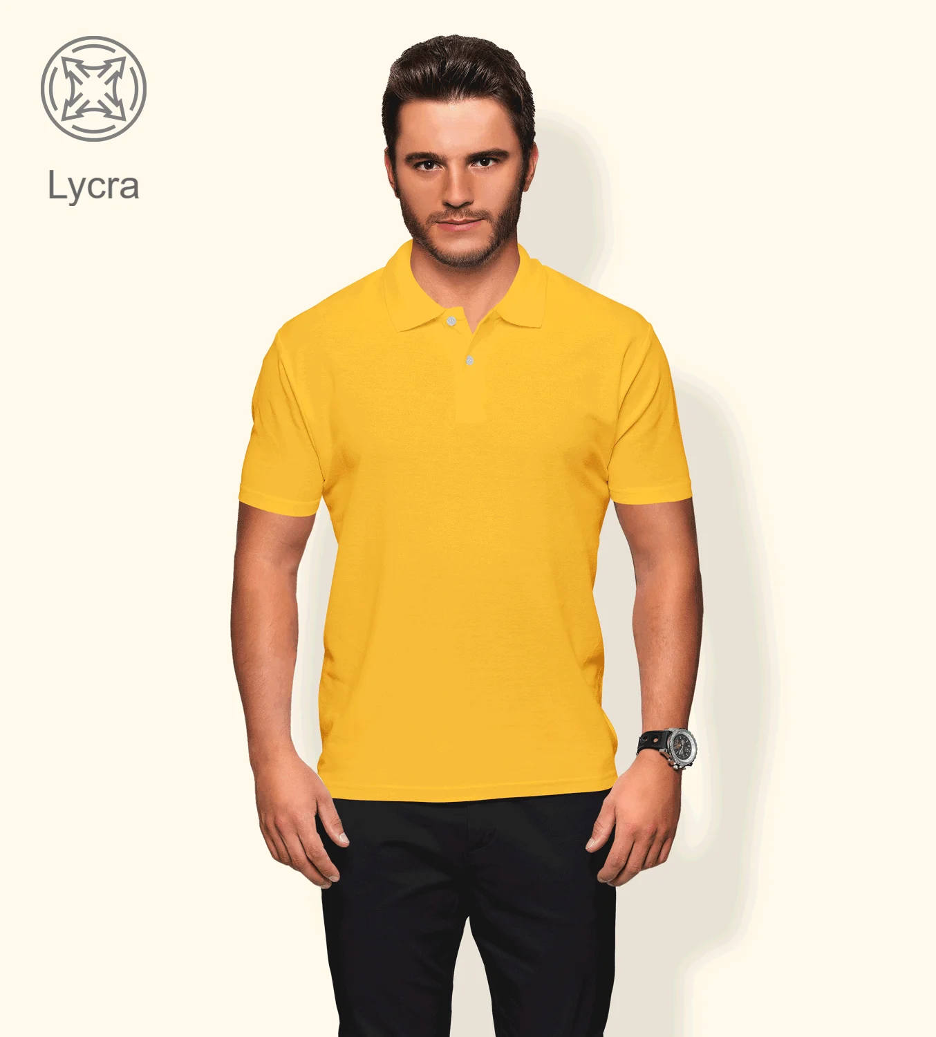 Lycra Polo T-Shirt - Saffron Plain