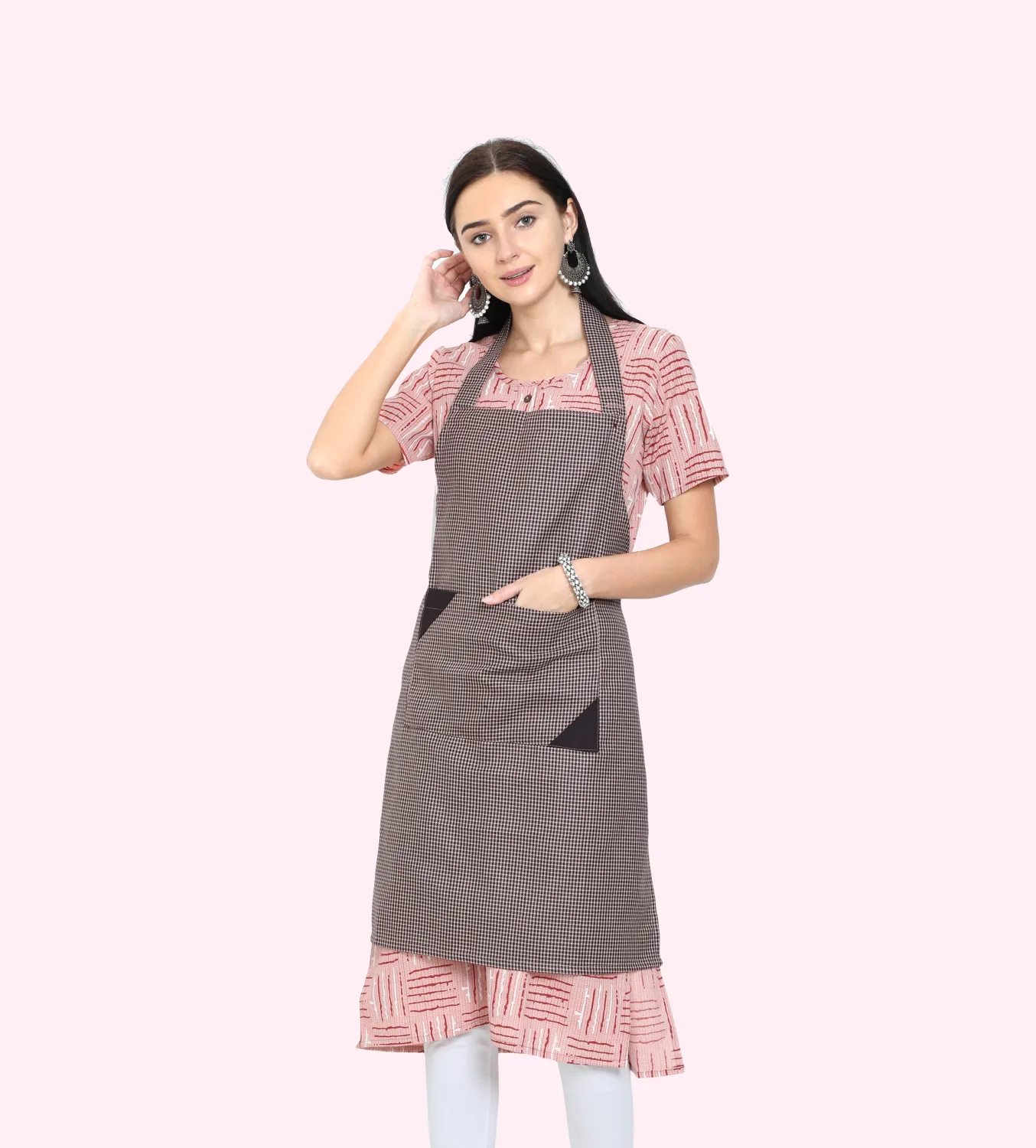 Apron With Pocket - Brown