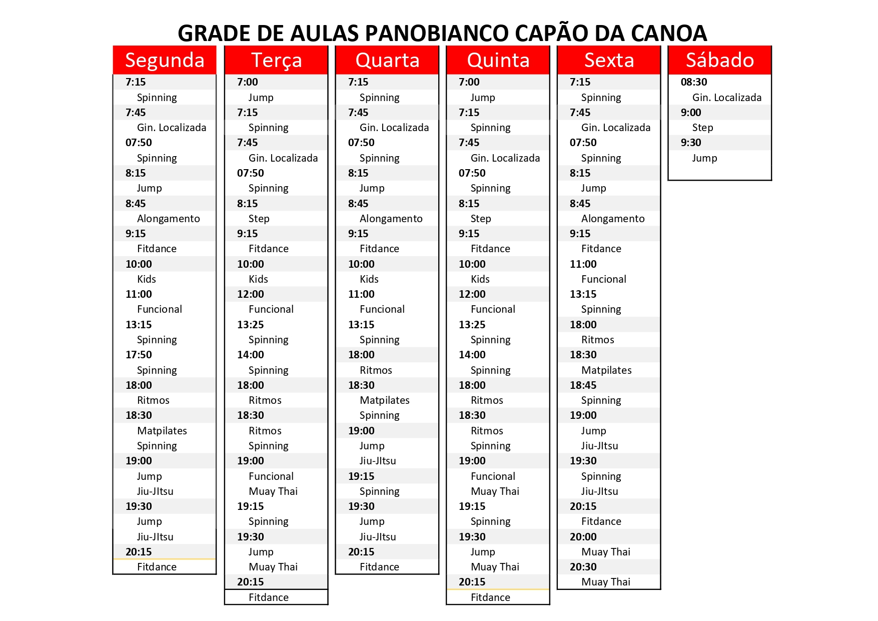 Grade Manhã