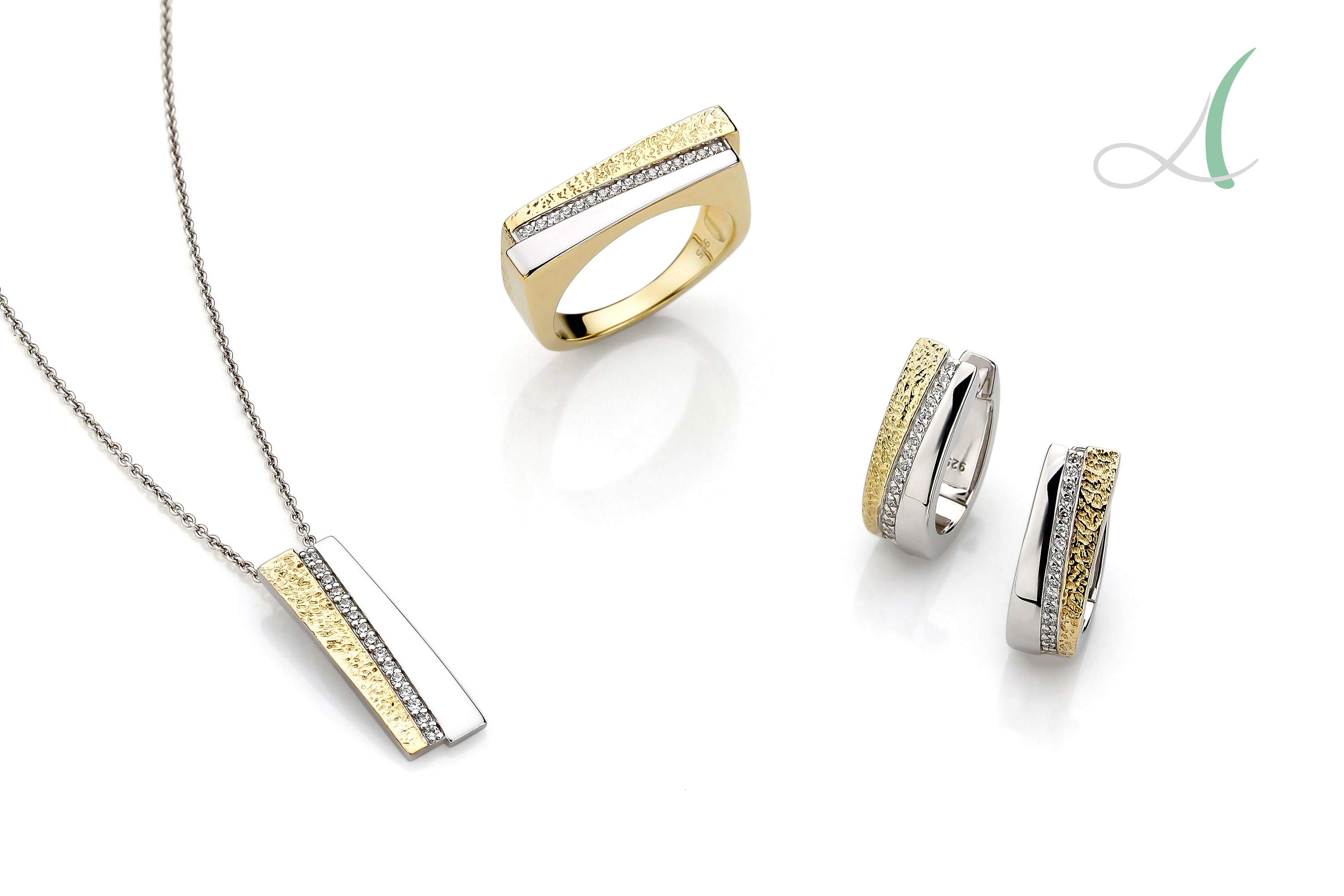 textured CZ jewelry set