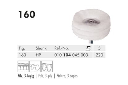 Brosse de polissage dentaire 160 HP 220 brosse à polir (felt, 3-ply) img