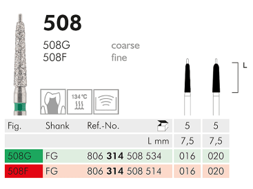 Fraises dentaires diamantées 508 instrument diamanté img