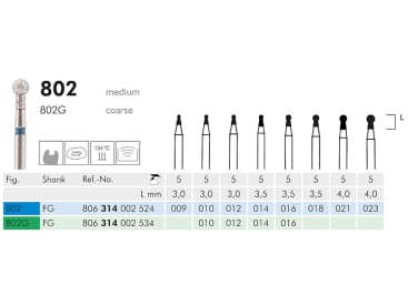 Fraises dentaires diamantées 802 instrument diamanté img