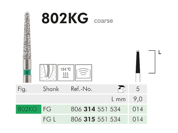 Professionele diamantboren voor tandartsen 802 KG diamantinstrument img