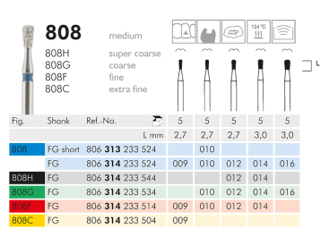 Professionele diamantboren voor tandartsen 808 diamantinstrument img