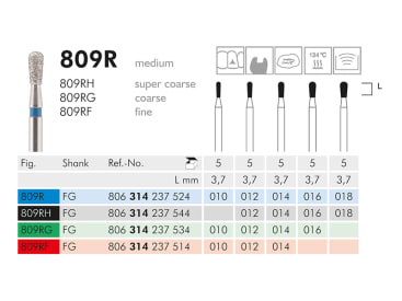 Fraises dentaires diamantées 809 R instrument diamanté img