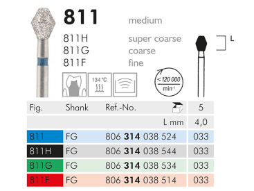 Fraises dentaires diamantées 811 instrument diamanté img