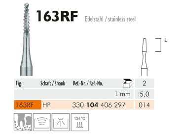 Fraises en acier 163 RF HP 014 instrument en acier inoxydable chirurgical img